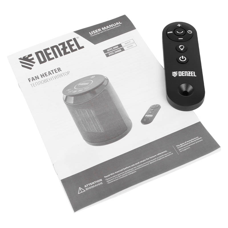 Керамический тепловентилятор Denzel DTFC-2000X 96426 (2 кВт, wi-fi, пульт, динамик, вращение, 3 режима)