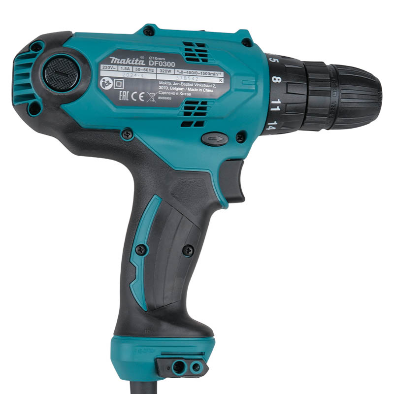 Сетевая дрель-шуруповерт Makita DF0300X3 + набор бит D-65028 10 шт. в Твери