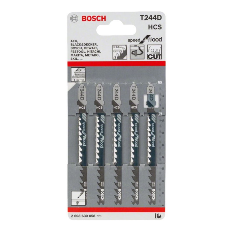 Пилки для лобзика Bosch 2.608.630.05 (T244D, HCS, 5 шт.) в Костроме