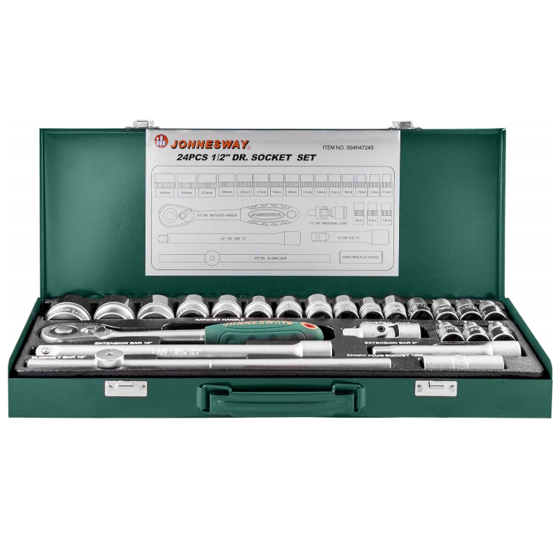 Набор торцевых головок Jonnesway S04H4724S, 1/2"DR 8-34мм, 24 предметов
