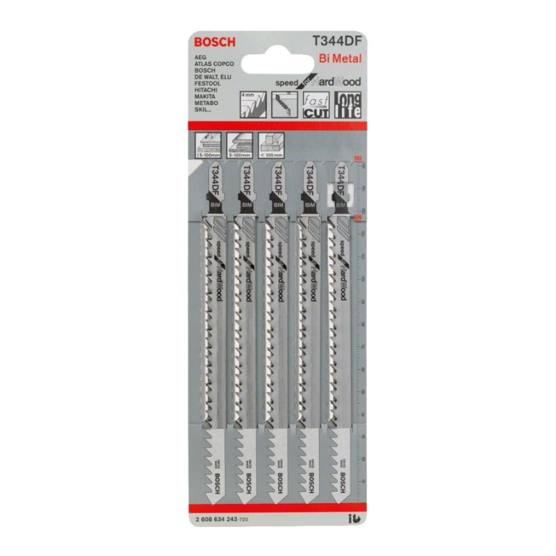 Пилки для лобзика Bosch T 344 DF, BIM 2.608.634.243 (5 шт.) в Туле