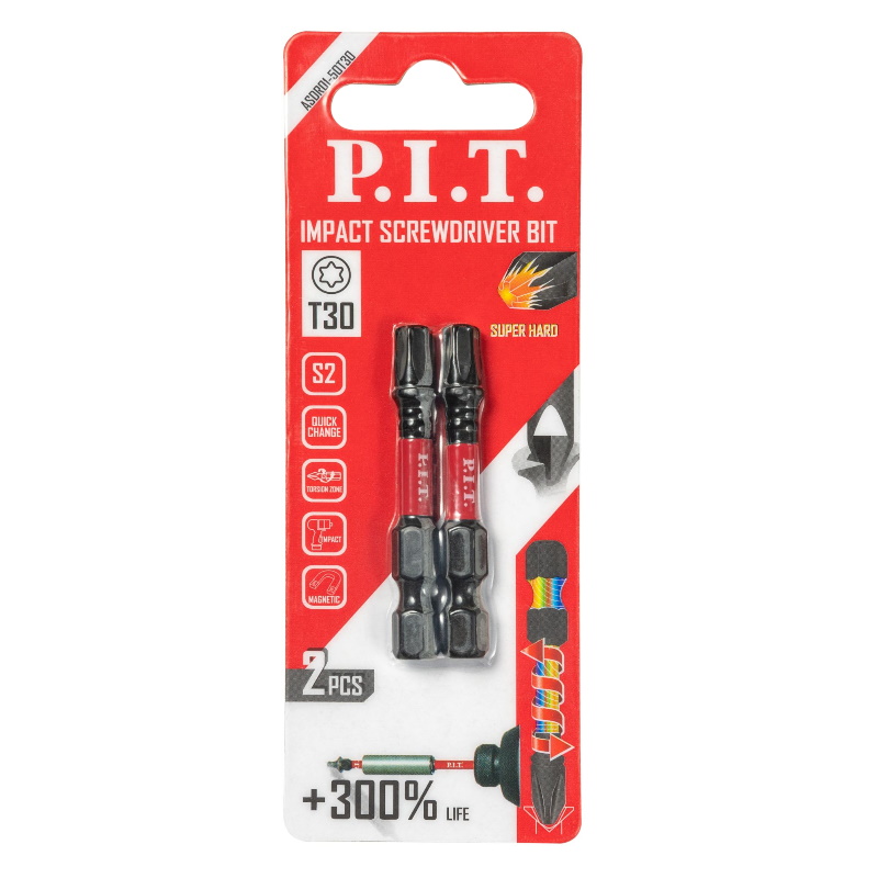 Биты ударные P.I.T. ASDR01-50T30, T30x50 мм, 2 шт в уп.  в Муроме