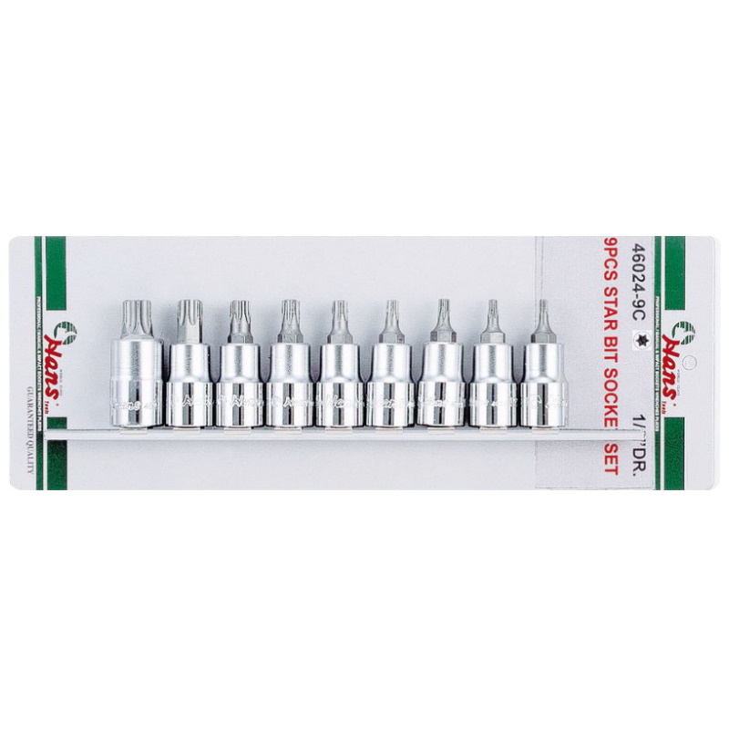 Набор головок Hans 46024-9C, TORX, 1/2", T20-60, 9 предметов в Ярославле