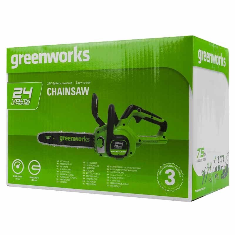 Цепная пила аккумуляторная Greenworks 24В GD24CS30 б/щ, 24V, 30 см, без АКБ И З/У  2007007