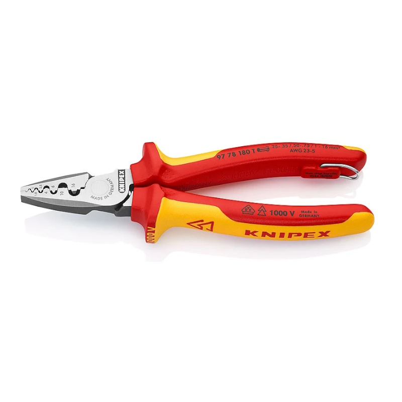 Пресс-клещи Knipex KN-9778180T VDE 9 гнёзд контактные гильзы DIN 46228 14 025-16 мм 180 мм 10004₽