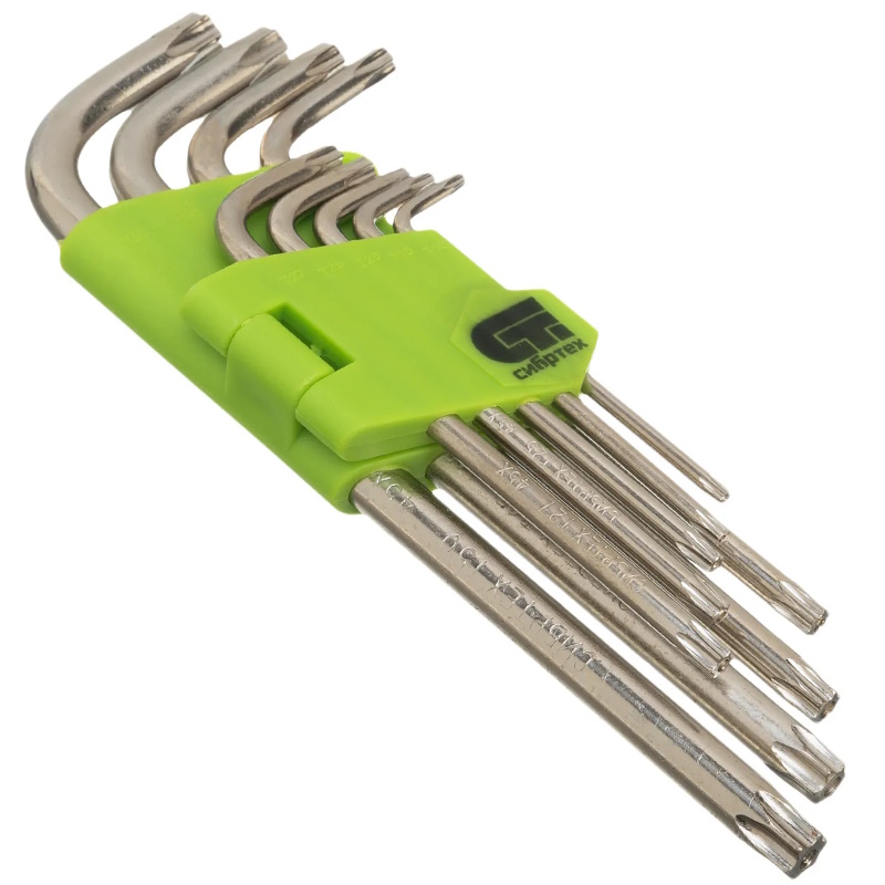Набор ключей имбусовых Сибртех 12322 Tamper-Torx, 9 шт., TT10-ТT50, 45x, закаленные, удлиненные, никель в Ярославле