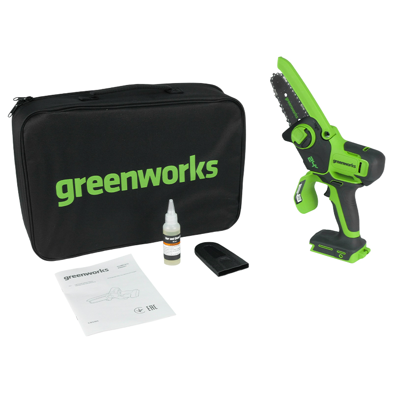 Цепная мини пила аккумуляторная Greenworks G24MCS10 2008207 24В 10см (без АКБ и ЗУ) в Коврове