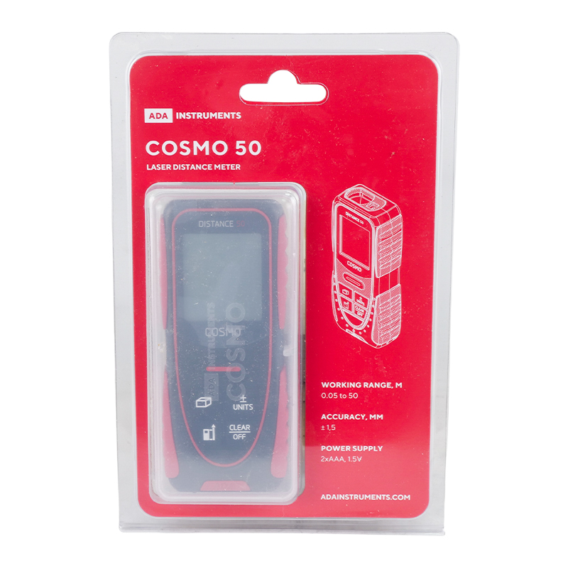 Лазерный дальномер Ada Cosmo 50 А00491 (диапазон 50 м, госреетр, точность 1.5 мм, ааа) в Ярославле