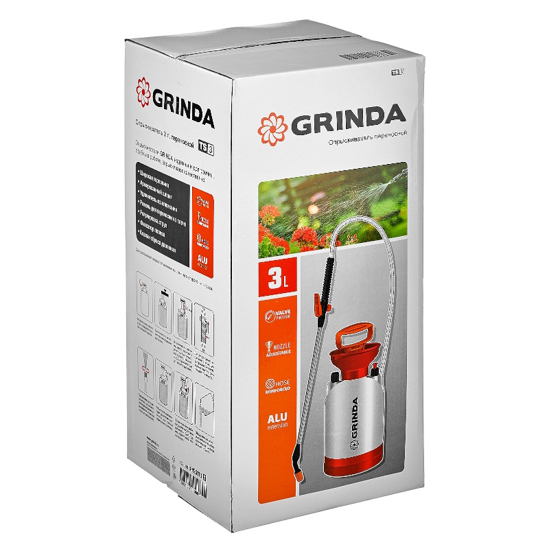Переносной опрыскиватель Grinda TS-8 8-425117, 8 л, с широкой горловиной и устойчивым днищем в Вологде