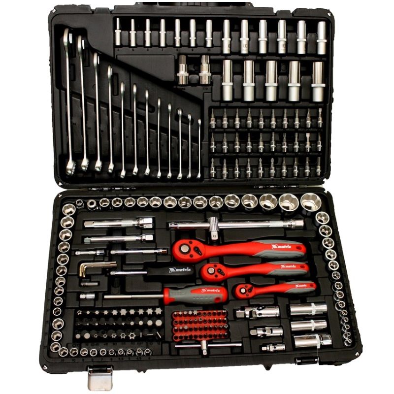 Набор инструментов Matrix Professional 13555, 1/4", 3/8", 1/2", Cr-V, S2, усиленный кейс, 216 предметов  в Иваново