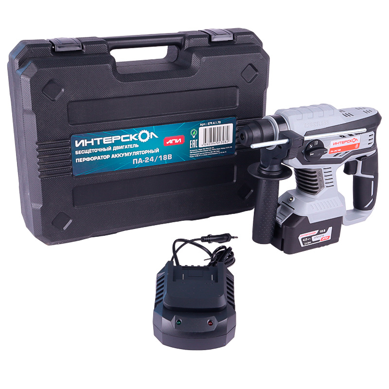 Аккумуляторный перфоратор SDS-Plus Интерскол ПА-24/18 В 579.4.1.70, 2.2 Дж