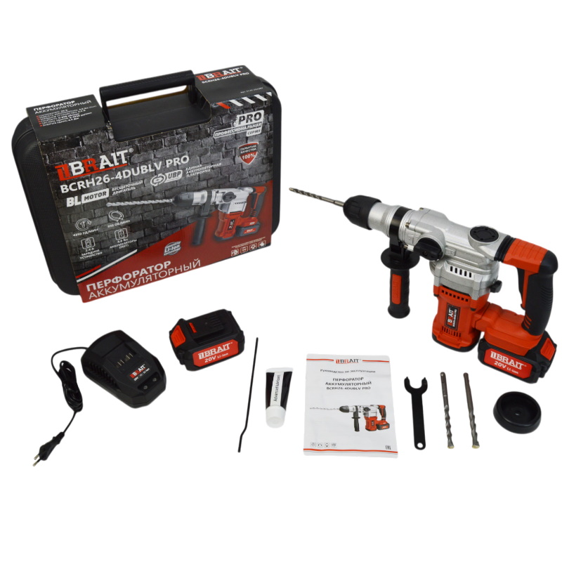 Аккумуляторный перфоратор Brait BCRH26-4DUBLV PRO 21.01.254.087 в кейсе, с виброзащитой в Муроме