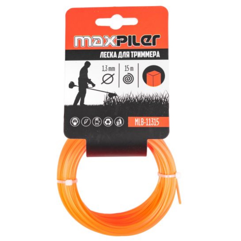 Леска для триммера Maxpiler MLB-11315, 1.3MM*15M, квадрат в Рыбинске