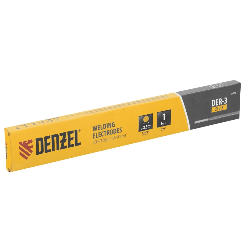 Электроды Denzel DER-3 97501, диам. 2,5 мм, 1 кг., рутиловое покрытие в Ярославле