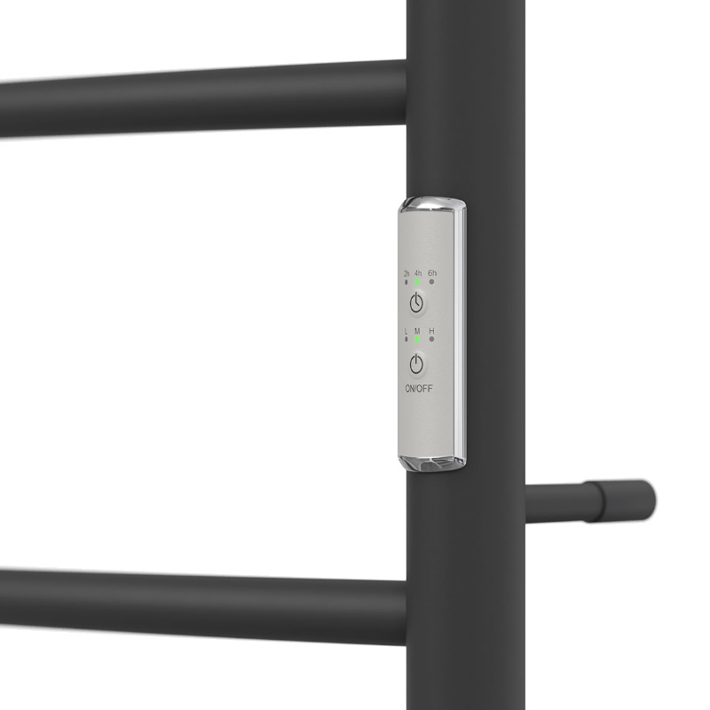 Полотенцесушитель электрический Point PN04858PB П5, Афина, 500x800, с полкой, диммер справа, черный в Ярославле