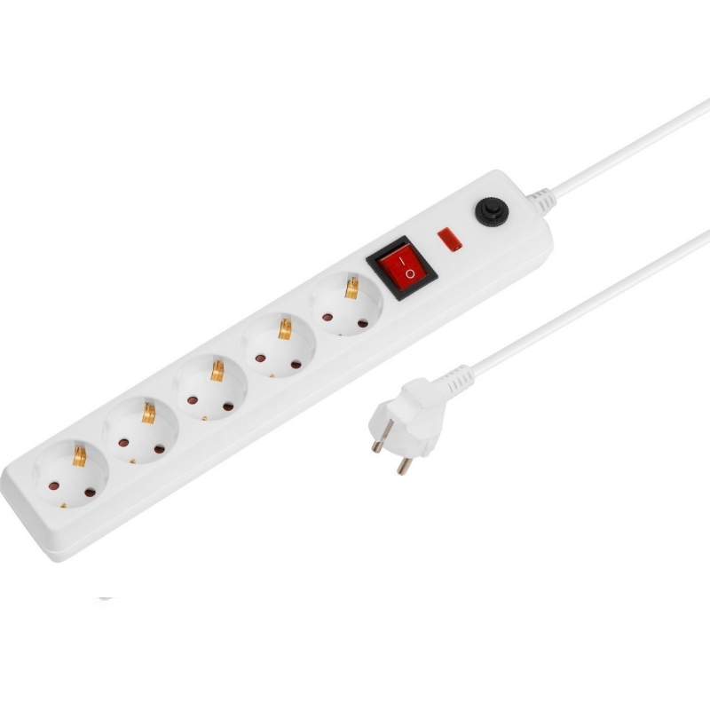 Фильтр сетевой Юпитер JP8501-01 3м 5 роз 22кВт сз выкл ПВС 3х075 белый 761₽