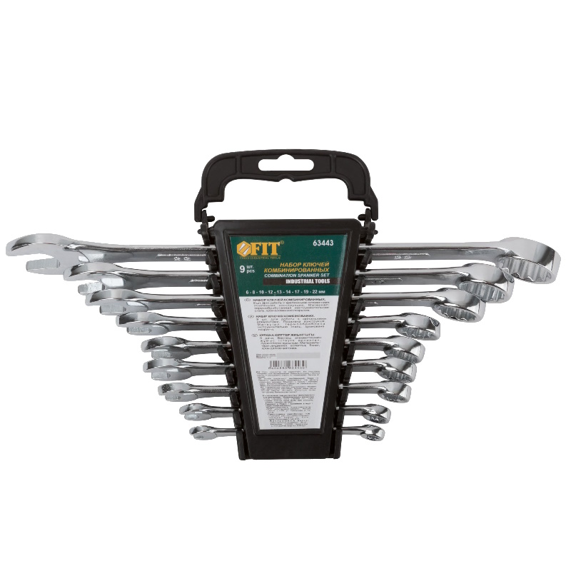 Ключи комбинированные Fit Модерн 63443 в пластиковом держателе 6-22 мм набор 9 шт 2257₽