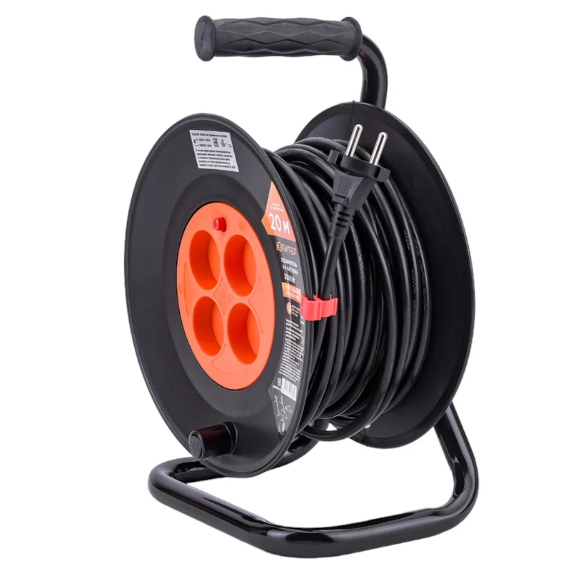 Удлинитель на катушке Юпитер JP8403-04, 20м (4 роз., 3,5кВт, б/з, ПВС 2х1,5) в Ярославле