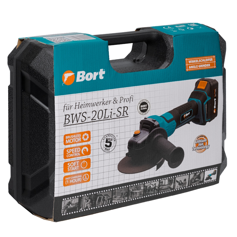 Шлифовальная угловая машина Bort BWS-20Li-SR 93412215