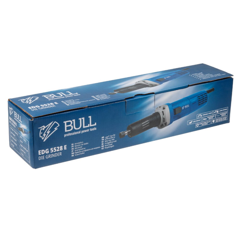 Прямая шлифовальная машина Bull Edg 5528 E 1333700 550 Вт 8000-28000 обмин цанги 6 и 8 мм в коробке