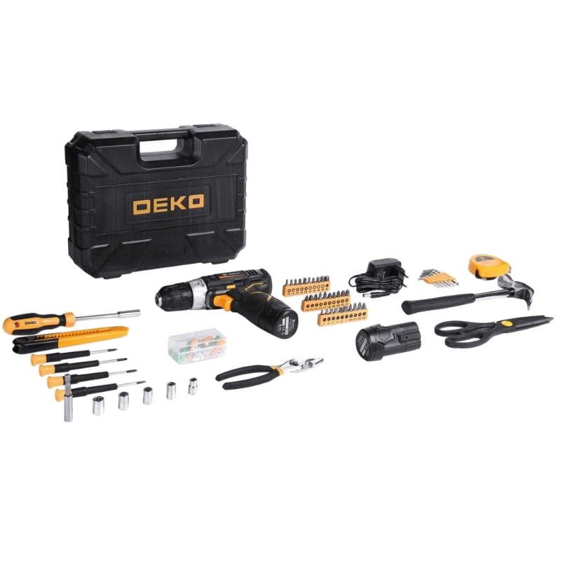 Аккумуляторная дрель-шуруповерт Deko GCD12DU3 063-4133, набор инструмента 104 шт. в Угличе