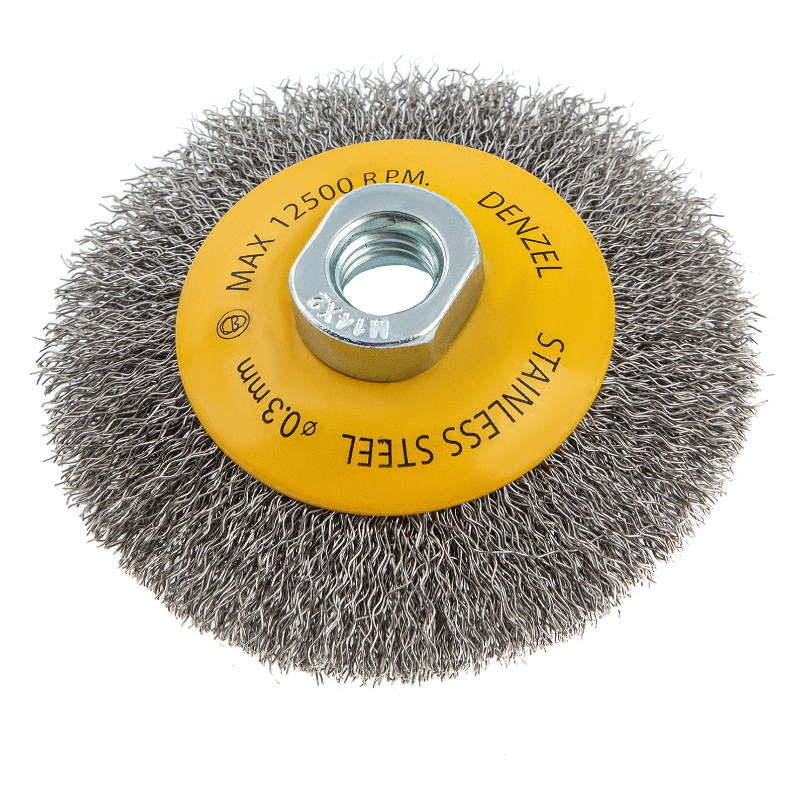 Щетка для УШМ Denzel 746083 100 мм М14 тарелка витая нержавеющая проволока 03 мм 348₽