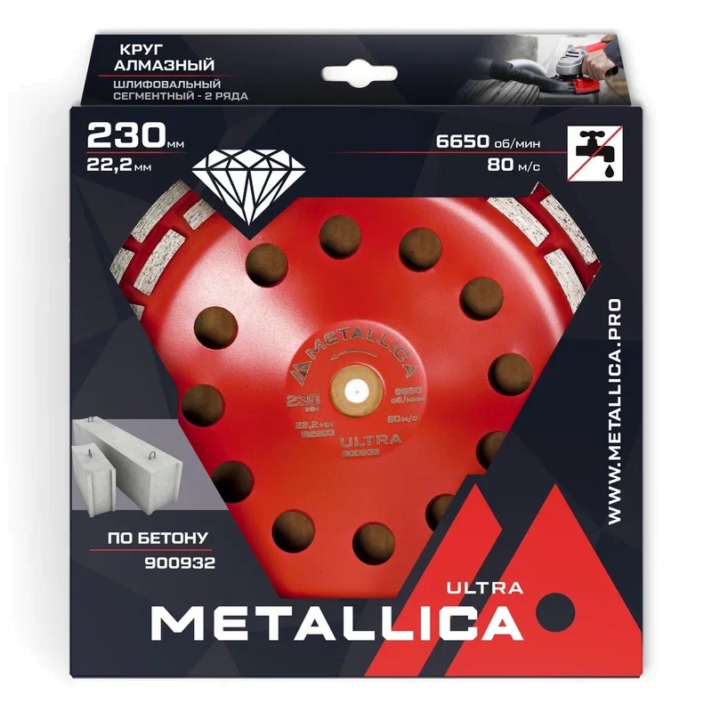 Чашка алмазная сегментная 2 ряда Metallica Ultra 900932, 230x22,2 мм, по бетону в Туле