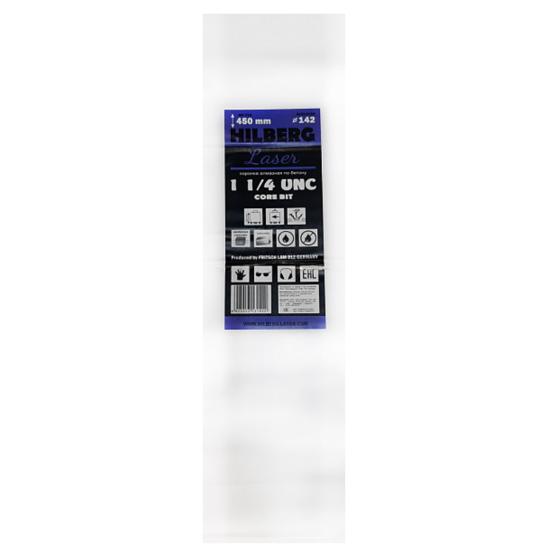 Коронка алмазная Hilberg Laser HD718, 142*450, 1 1/4 UNC  в Рыбинске