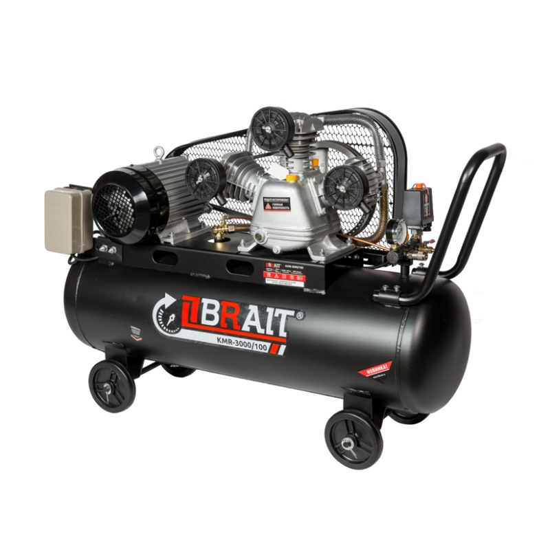 Компрессор воздушный Brait KMR-3000/100 20.01.006.043 (3-х цилиндровый; ременной)