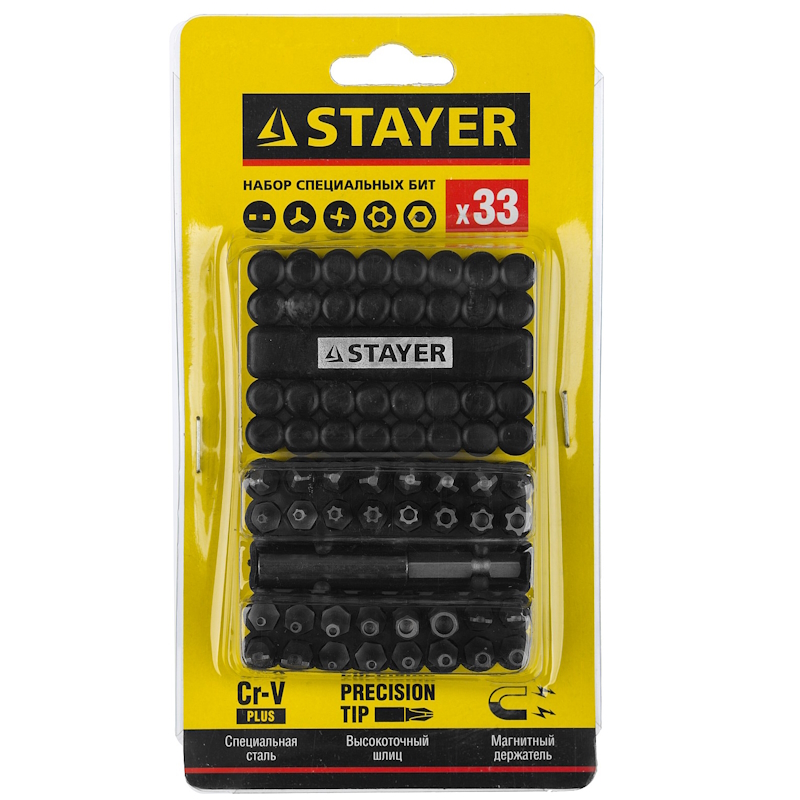 Биты специальные Stayer Master 26084-H33, Cr-V, с магнитным адаптером, в ударопрочном держателе, 33 предмета в Коврове