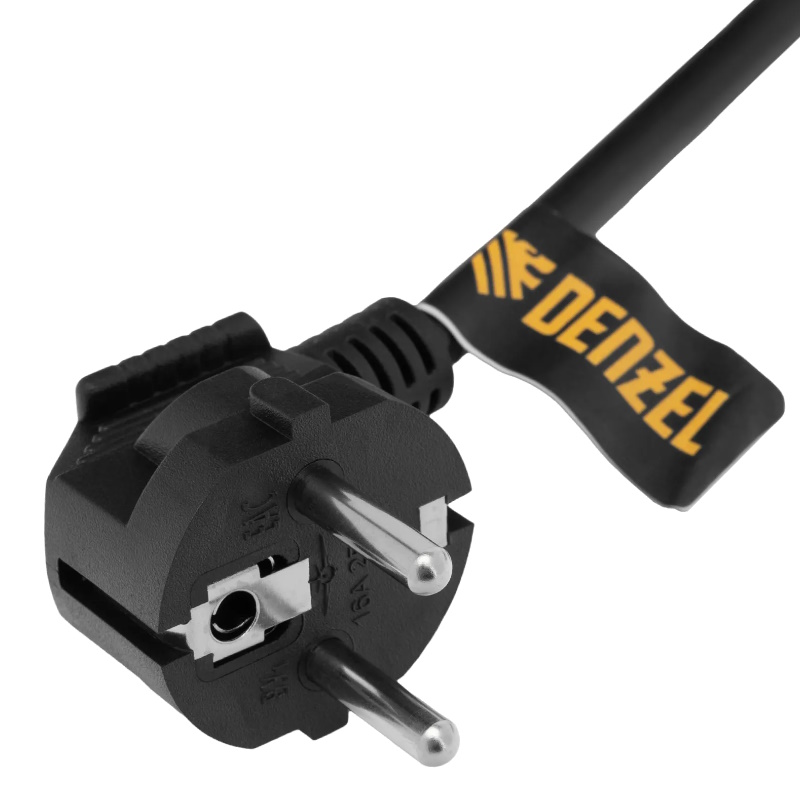 Шнур сетевой Denzel Energy Series 37675, ПВС, 3 м, 3х1,5 мм, с неразборной вилкой, черный в Александрове