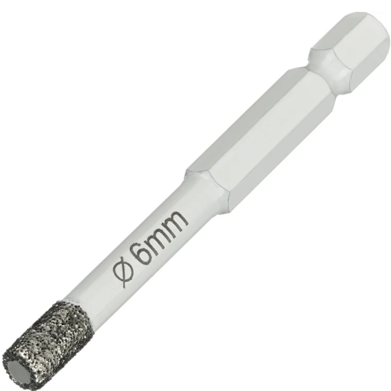Коронка алмазная по керамике и керамограниту Diamond Industrial DIDKVP06S10, 6 мм, 1/4" HEX вакуумная пайка в Твери