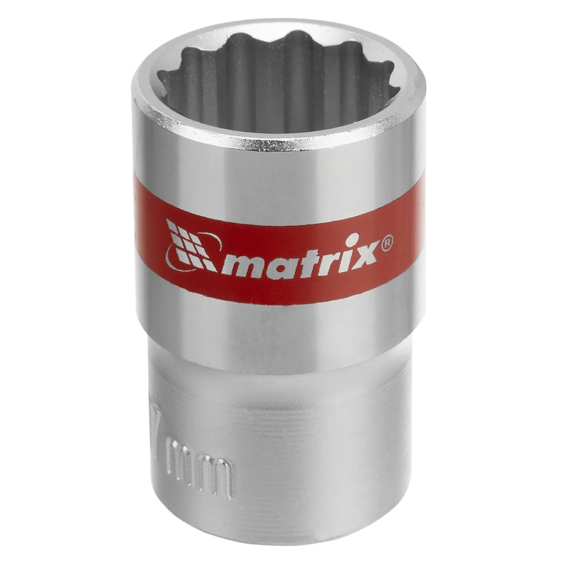 Головка торцевая Matrix 13690, 17 мм, 12-гранная, CrV, под квадрат 1/2", хромированная в Иваново