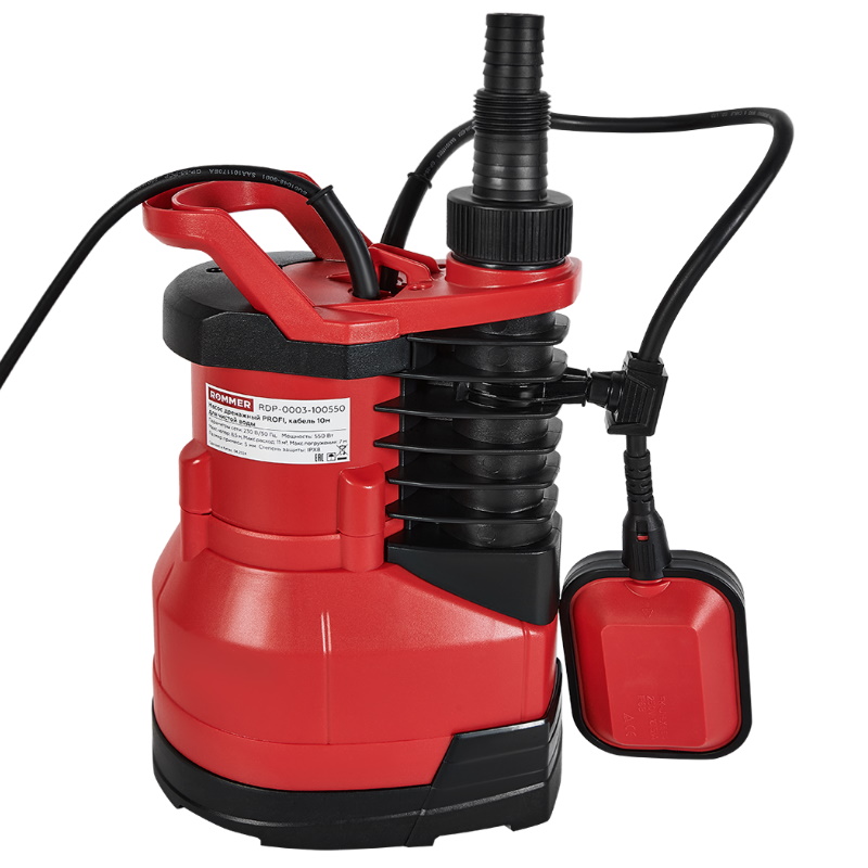 Насос дренажный Rommer PROFI RDP-0003-100550, H-8.5 м, Q-11 м3/ч, кабель 10 м, 550 Вт, для чистой воды в Угличе