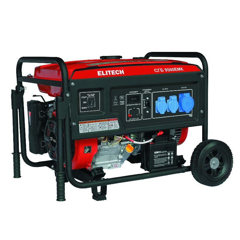 Генератор бензиновый Elitech СГБ 9500ЕМК 205554 4-т мак 75ном 7 кВт 230В-318 А 64628₽