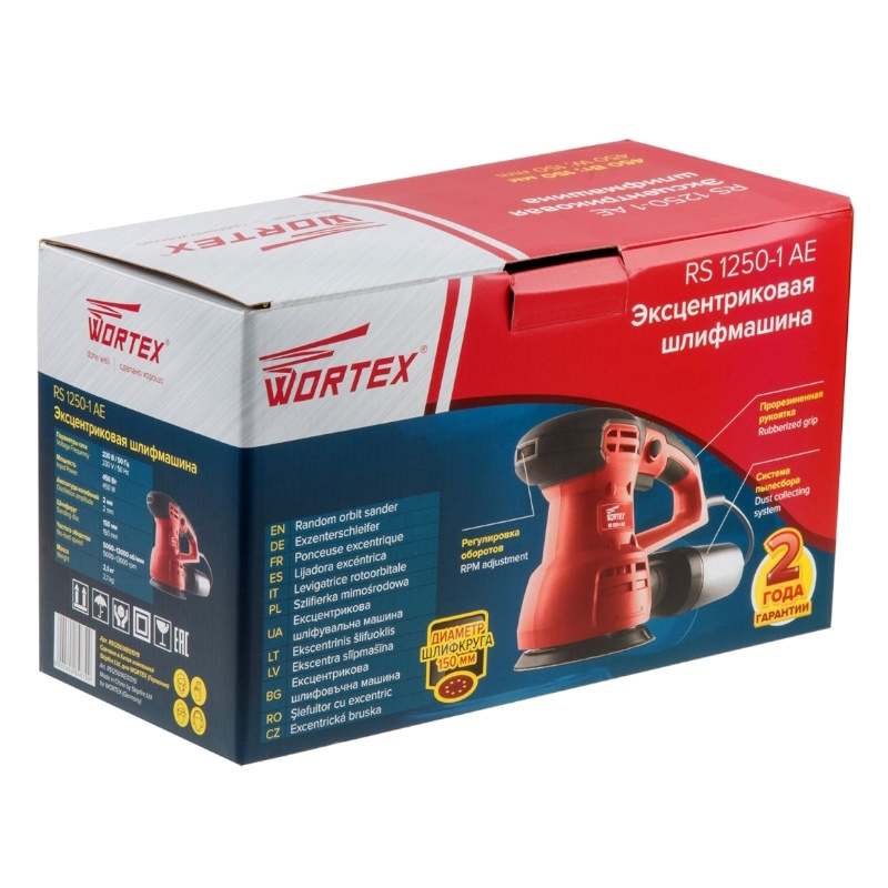Эксцентриковая шлифмашина Wortex RS 1250-1 AE RS12501AE01319, в коробке, 450 Вт, 150 мм, 5000-13000 об/мин в Переславле