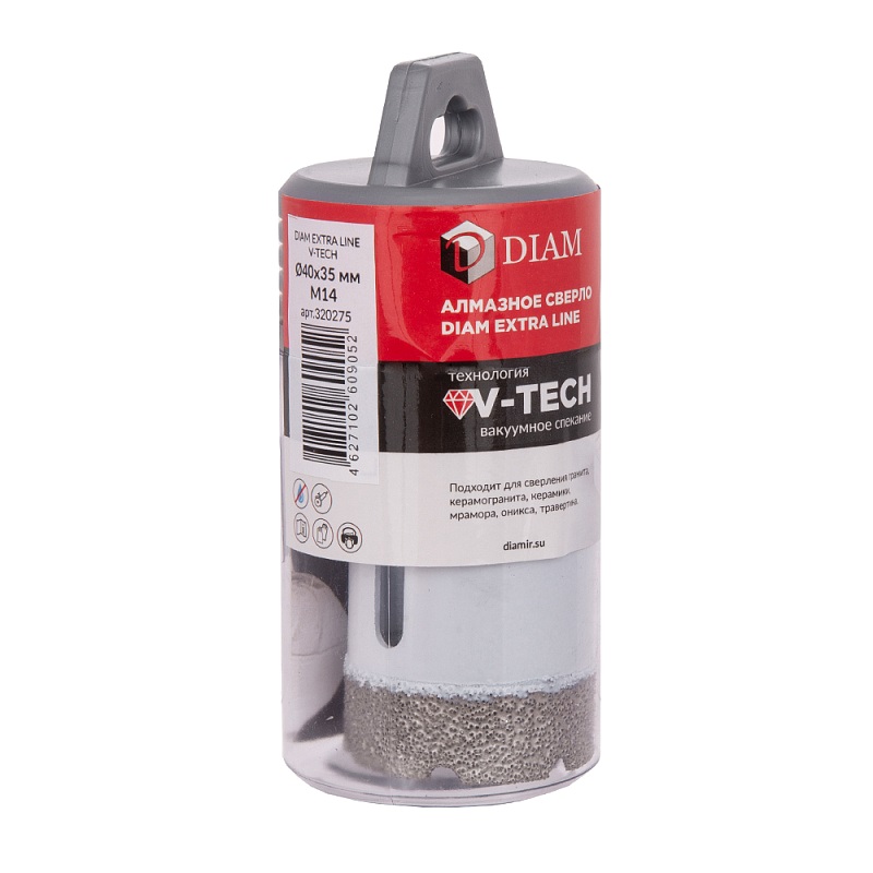 Сверло алмазное Diam EXTRA LINE V-TECH 40x35xМ14 320275 (вакуумное спекание) керамика, керамогранит, гранит, мрамор в Кинешме