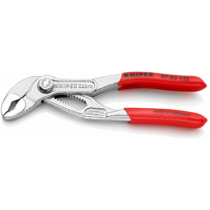 Клещи переставные Knipex COBRA KN-8703125 зев 25 мм, длина 125 мм, хром, обливные ручки