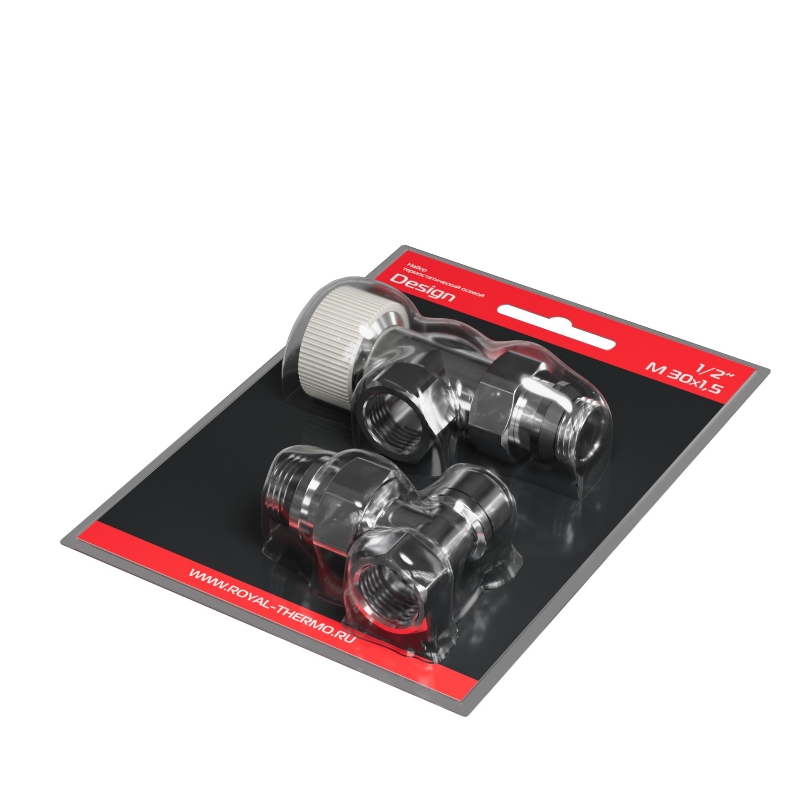 Набор термостатический осевой Royal Thermo Design 1/2"М30х1,5 (Хром), НС-1640374