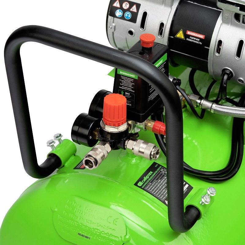 Компрессор безмасляный Сибртех МБ 2250100 58008 малошумный 2250 Вт 100л 400 лмин