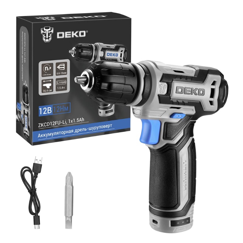 Аккумуляторная дрель-шуруповерт Deko ZKCD12FU-Li 063-4141