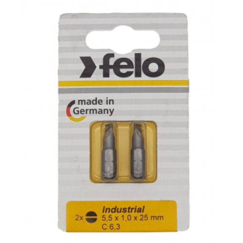 Бита плоская шлицевая Felo Industrial 02052036, 5,5X1X25, 2 шт. в блистере (Германия)