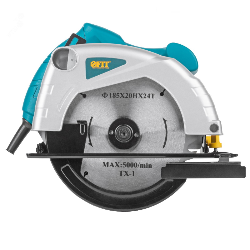 Пила дисковая Fit 80403, 1200 Вт, 4500 об/мин, 185/20 мм, 3,0 кг, жел. опора, рез. накл. в Переславле