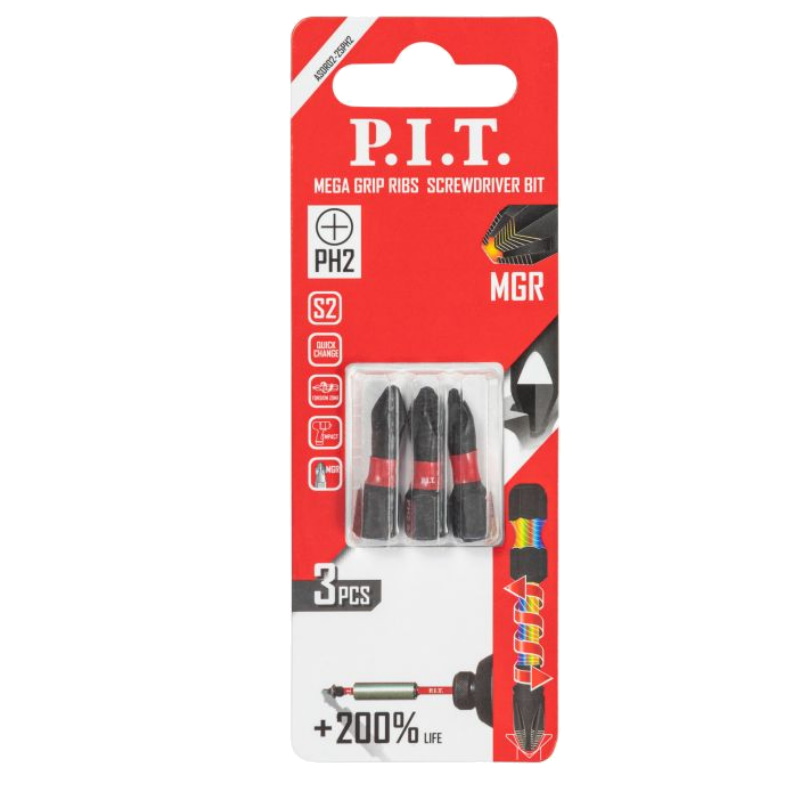 Бита ударная P.I.T. ASDR02-25PH2, PH2x25 мм, 3 шт в уп. в Муроме