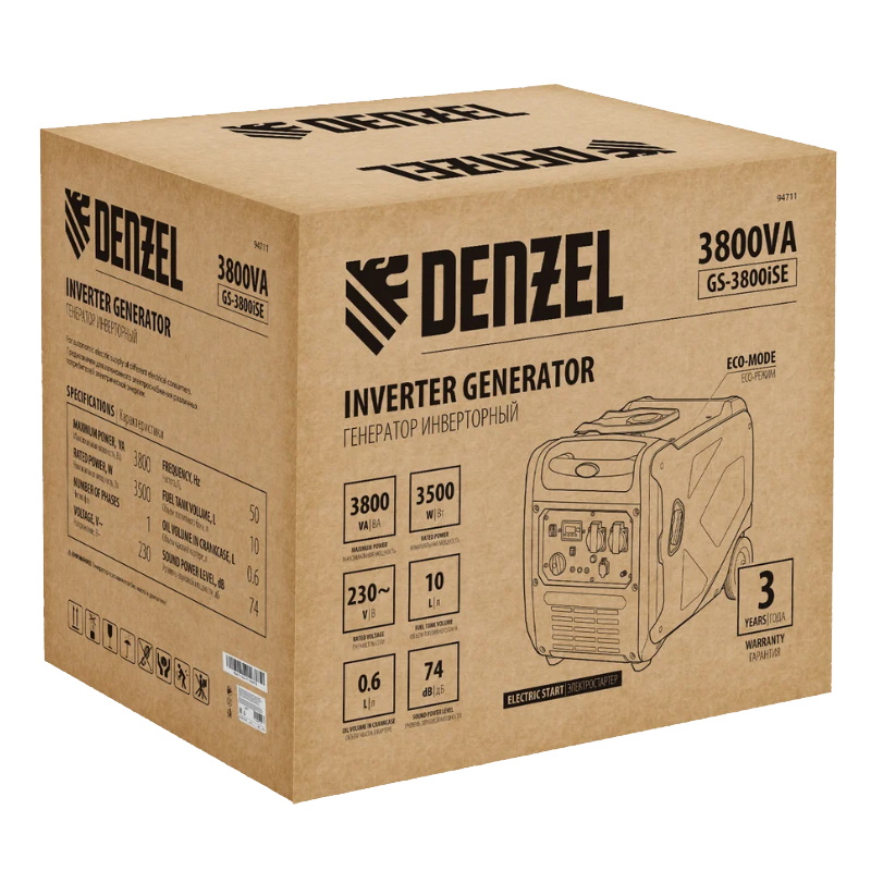 Инверторный генератор Denzel GS-3800iSE, 94711