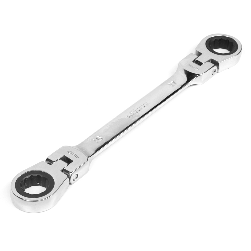Ключ накидной двусторонний Hortz 118763 16х17 мм трещоточный шарнирный хром 1150₽