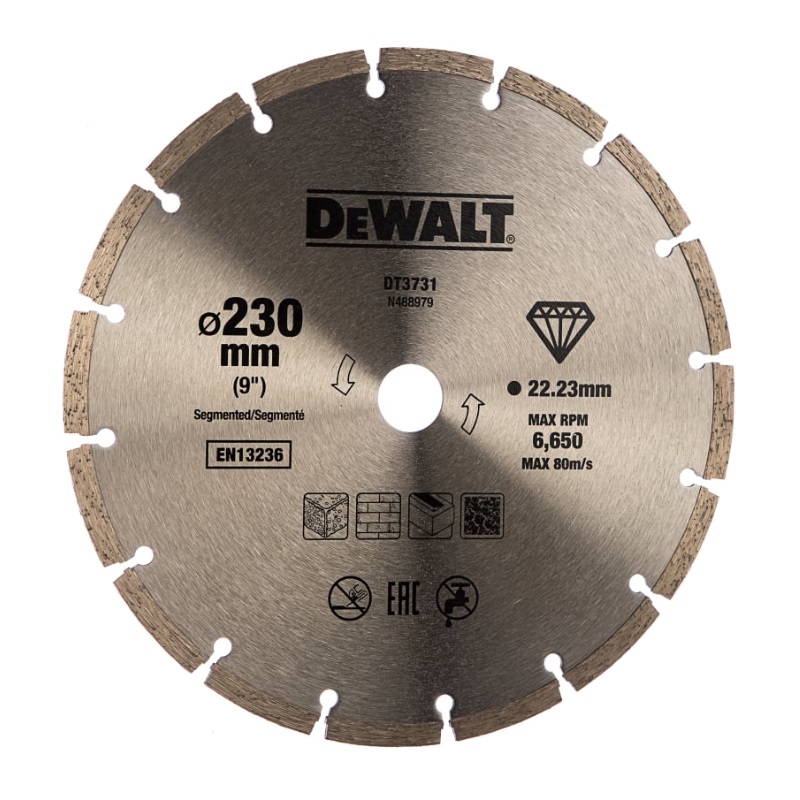 Алмазный диск DeWalt DT3731-QZ (230х22.2 мм, бетон, сегментный тип, высота кромки 7 мм) в Рыбинске