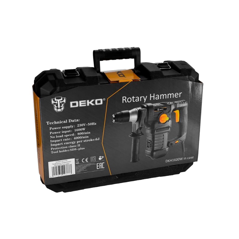 Перфоратор Deko DKH1600W 063-4161 в кейсе, с защитной муфтой, с виброзащитой в Туле