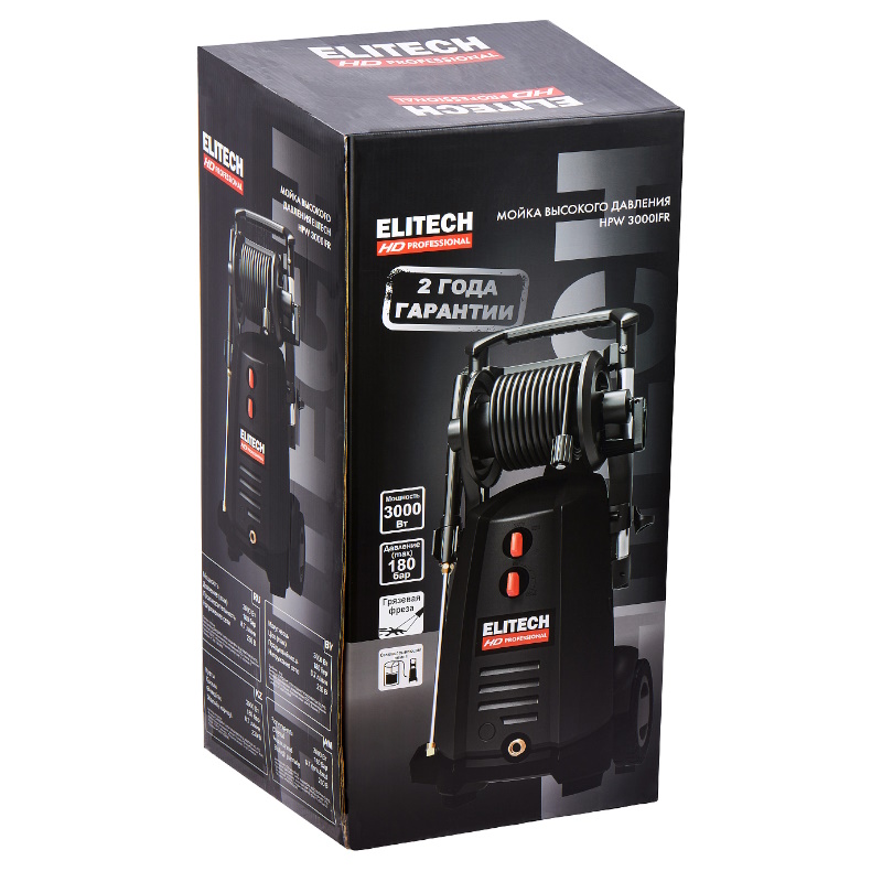 Мойка высокого давления Elitech HD HPW 3000IFR 204772, 180 бар, 3000 Вт, 8,7 л/мин в Иваново