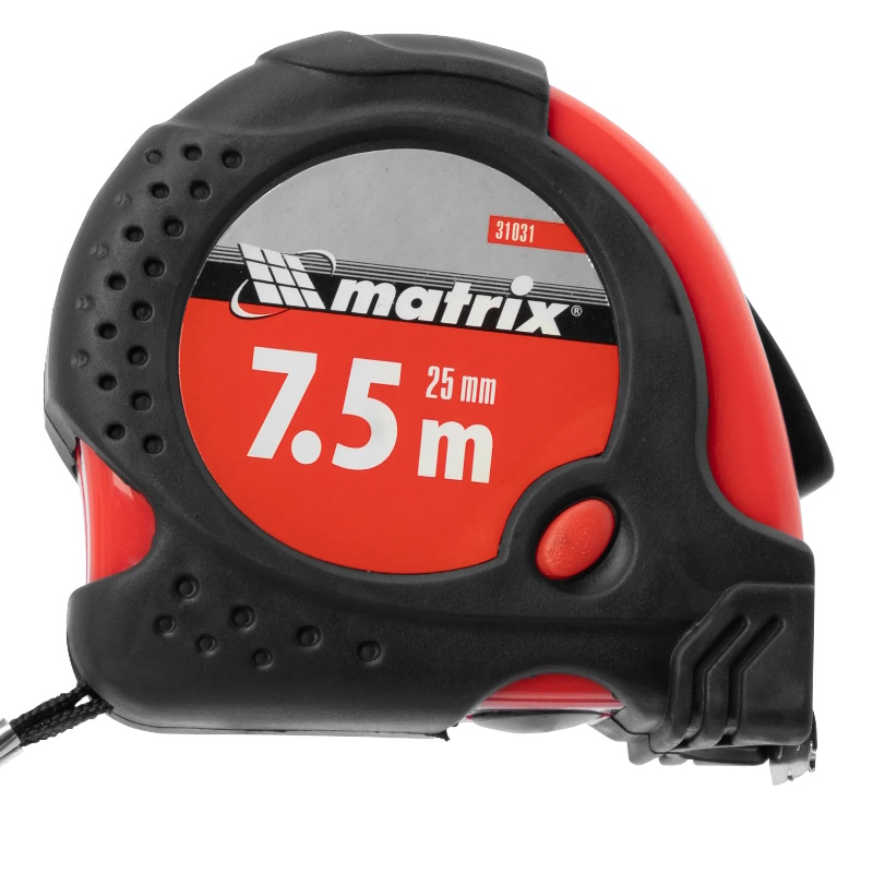 Рулетка Matrix Status magnet fixation 31031, 7,5 м х 25 мм, обрезиненный корпус, зацеп с магнитом в Рыбинске